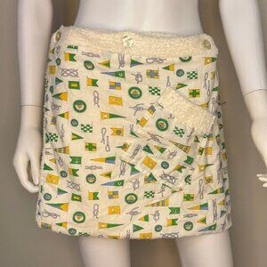 Vintage 1960s Pleetway Towel Lined Beach Kilt, Nautical Print, Swimsuit Cover Up